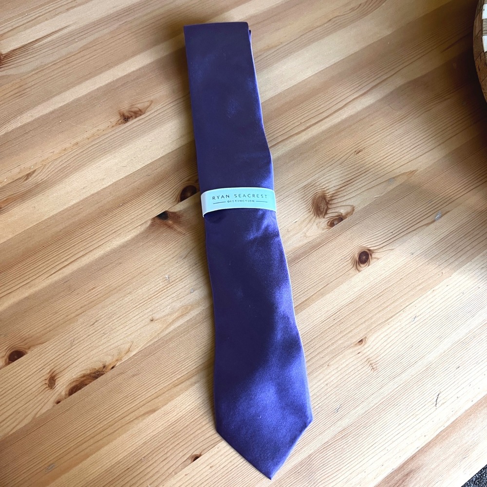 Ryan Seacrest Distinction Purple Solid Necktie‎ Tie Style Made Smart NWT $59.50